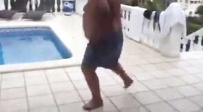 Fat Latin Daddy Strips Outdoors with His Bear