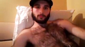 Hairy Stud Shoots Cum All Over Himself