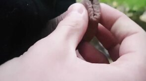 Pissing Outdoors with a Big Cock Twink