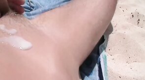 Beach Handjob Leads to Masturbation and a Nice Load