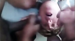 Big Black Cocks in a 3way Crossdresser Blowjob Bukkake