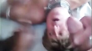 Big Black Cocks in a 3way Crossdresser Blowjob Bukkake