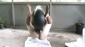 Pissing and Cumming on my Inflatable Sex Toy Outdoors