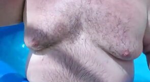 Bearded Daddy Plays Naked by the Pool