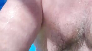 Bearded Daddy Plays Naked by the Pool