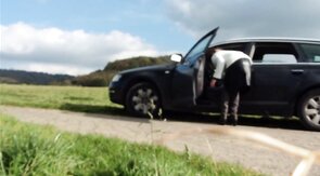 Old Smoking Crossdresser Jacks Off Outdoors