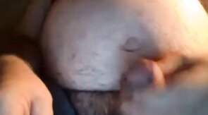 Hairy NY Bear Strokes on Webcam