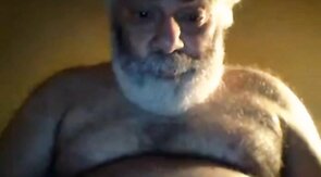 Hairy NY Bear Strokes on Webcam