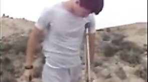 Hunk with a Big Bulge Outdoors