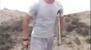 Hunk with a Big Bulge Outdoors