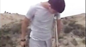 Hunk with a Big Bulge Outdoors