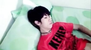 Asian Twink Caught Jerking Off in Bed by Roommate