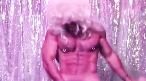 Muscular Bear Stripper with a Huge Cock