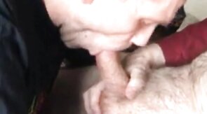 Older man gives an amazing blowjob to a big cock