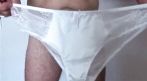 Satin Panties Handjob by Horny Amateur Crossdresser Hofreedo