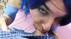 Crossdresser Deepthroats a Big Cock