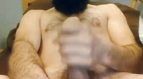 Bearded Gay Daddy Strokes and Cums on Webcam