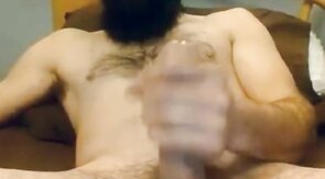 Bearded Gay Daddy Strokes and Cums on Webcam
