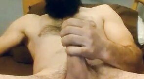 Bearded Gay Daddy Strokes and Cums on Webcam