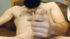 Bearded Gay Daddy Strokes and Cums on Webcam