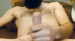 Bearded Gay Daddy Strokes and Cums on Webcam