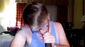 Big Black Cock Gets Serviced by a Hungry White Mouth