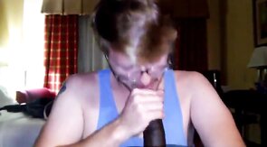 Big Black Cock Gets Serviced by a Hungry White Mouth