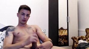 European Twink Strokes Big Cock on Cam
