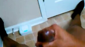Big Black Cock Masturbating in the Bathroom