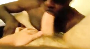 Black Stud Sucks Big White Cock