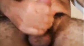 HAIRY LATINO DADDY BEAR STROKES HIS FAT COCK