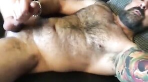 Hairy Muscle Daddy Jerks Off and Cums for Me