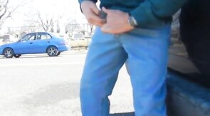 Big-Cock Daddy Stroking Outdoors