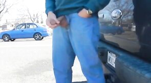 Big-Cock Daddy Stroking Outdoors