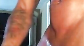 Black Hunk Jerks Off to Porn and Cums Hard