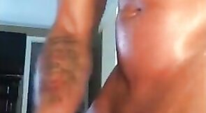 Black Hunk Jerks Off to Porn and Cums Hard