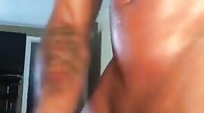 Black Hunk Jerks Off to Porn and Cums Hard