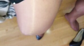 Sissy in Layered Nylons Uses Glory Hole