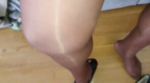 Sissy in Layered Nylons Uses Glory Hole