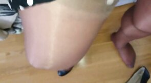 Sissy in Layered Nylons Uses Glory Hole