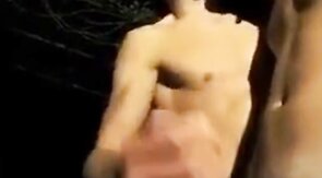 Twink Gets a Helping Hand from His Buddy Outdoors