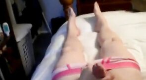 Pink Crossdresser's Small Cock Masturbation