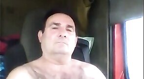 Bearded Truck Driver Jerks Off Alone