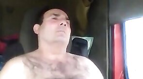 Bearded Truck Driver Jerks Off Alone