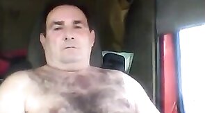 Bearded Truck Driver Jerks Off Alone