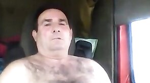 Bearded Truck Driver Jerks Off Alone