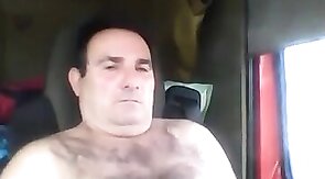 Bearded Truck Driver Jerks Off Alone