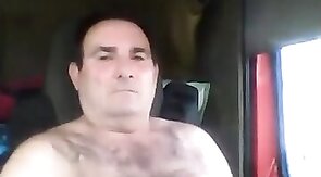 Bearded Truck Driver Jerks Off Alone