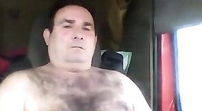 Bearded Truck Driver Jerks Off Alone
