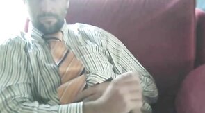 Amateur Bear Daddy Jerks Off in Suit